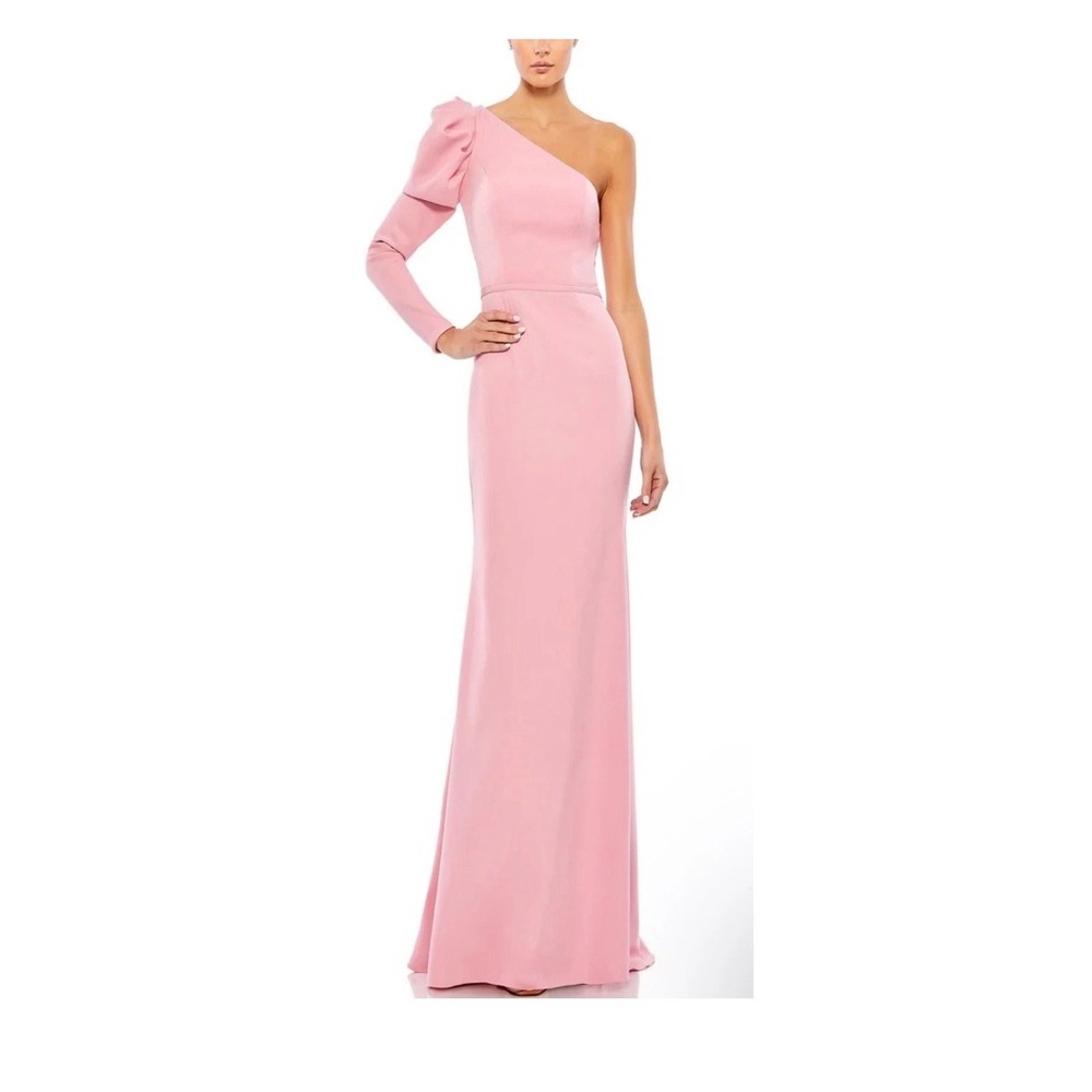 Mac Duggal One Shoulder Long Sleeve Column Gown Pink Size 2 Formal Dress